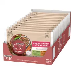 One Adult Mini Small Weight Control Multipack Pollo y Pavo en Salsa sobre para perros