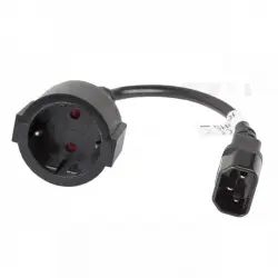 Lanberg Cable de Extensión IEC 320 C14 a Schuko Hembra/Hembra 20cm Negro
