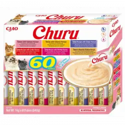 60x14gr Pack Churu para gato adulto Pure Mix de Atún Con Mariscos