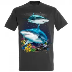 Camiseta Tiburones y arrecife color Gris