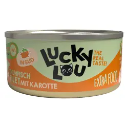 Lucky Lou Filete Extrafood en Caldo 18 x 70 g - Atún y zanahoria