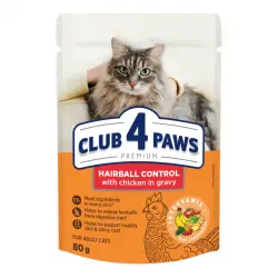 CLUB 4 PAWS Premium Pienso húmedo para para gatos adultos "Control de bolas de pelo", 0,08kg