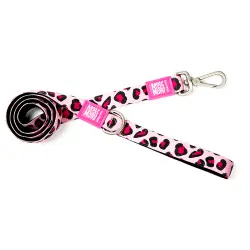 Correa corta Max & Molly Leopard Pink para perros - Talla M: 120 cm de largo, 20 mm de ancho