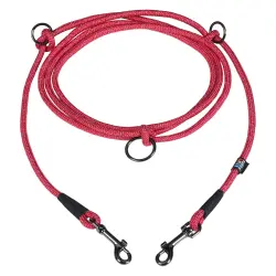 Correa de cuerda ajustable Rukka®, roja para perros - L: 300 cm de largo, 11 mm de diámetro