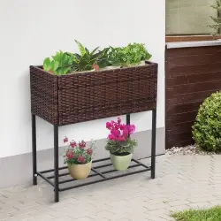 Jardinera rectangular Outsunny para balcón color Marrón