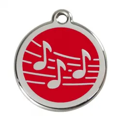 Placa identificativa Acero Inoxidable Esmalte Música Rojo para perros