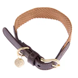 Collar Nomad Tales Bloom caramelo para perros - M: 40 - 46 cm de contorno de cuello, 32 mm de ancho