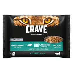 Crave 4 x 85 g en bolsitas para gatos - Pack mixto - Atún en salsa