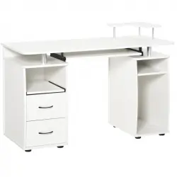 Homcom Escritorio con Estanterías 2 Cajones para Oficina 120x55x85cm Blanco