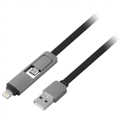 1Life pa:2in1 flat Clable USB/MicroUSB a Lightning 1m Negro
