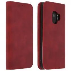 Avizar Funda Tipo Libro Billetera Vintage Roja para Samsung Galaxy S9