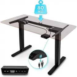 Duronic TM61 BK Marco de Escritorio Eléctrico Ajustable 72-120cm Memorias de Altura y Máx 80 Kg