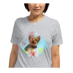 Mascochula camiseta mujer acuarela personalizada con tu mascota gris