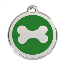 Placa identificativa Acero Inoxidable Esmalte Hueso Verde para perros