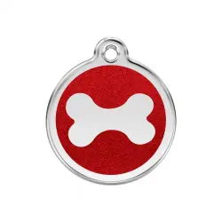 Placa identificativa Purpurina Hueso Rojo para perros