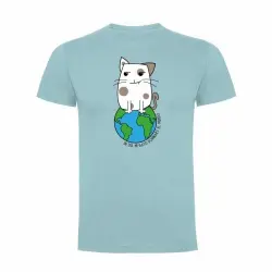 Camiseta hombre "Un día mi gato dominará el mundo" color Azul
