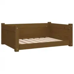 Cama Para Perros Madera Maciza Pino Marrón Miel 75,5x55,5x28 Cm Vidaxl