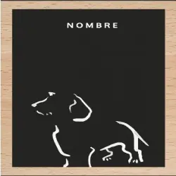 Ilustración de Terrier con marco de madera color Negro