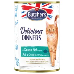 Butcher's Delicious Dinners comida húmeda para gatos 24 x 400 g - con pescado de mar