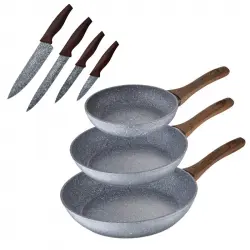 San Ignacio Daimiel Set 3 Sartenes de Aluminio 22/26/28cm + Set 4 Cuchillos