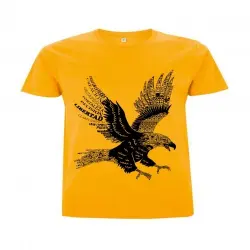 Animal totem camiseta manga corta algodón águila amarillo para hombres