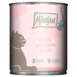 MjAMjAM Kitten 6 x 800 g - Jugoso pollo con aceite de salmón