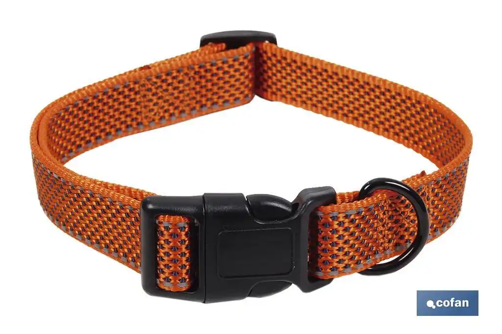 Collar Reflectante para Perros | Color Naranja | Medida 2,5 x 45-70 cm