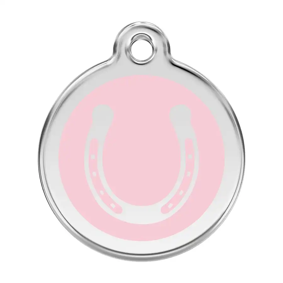 Placa identificativa Acero Inoxidable Esmalte Herradura Rosa para perros