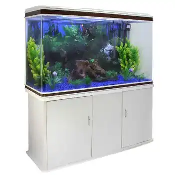 Acuario De 300l Con Mueble Blanco, Accesorios Y Grava Azul