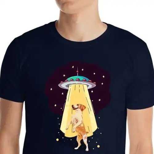 Mascochula camiseta hombre abduction personalizada con tu mascota azul marino