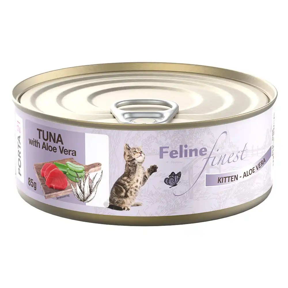 Feline Finest 6 x 85 g comida húmeda para gatos - Kitten atún con aloe