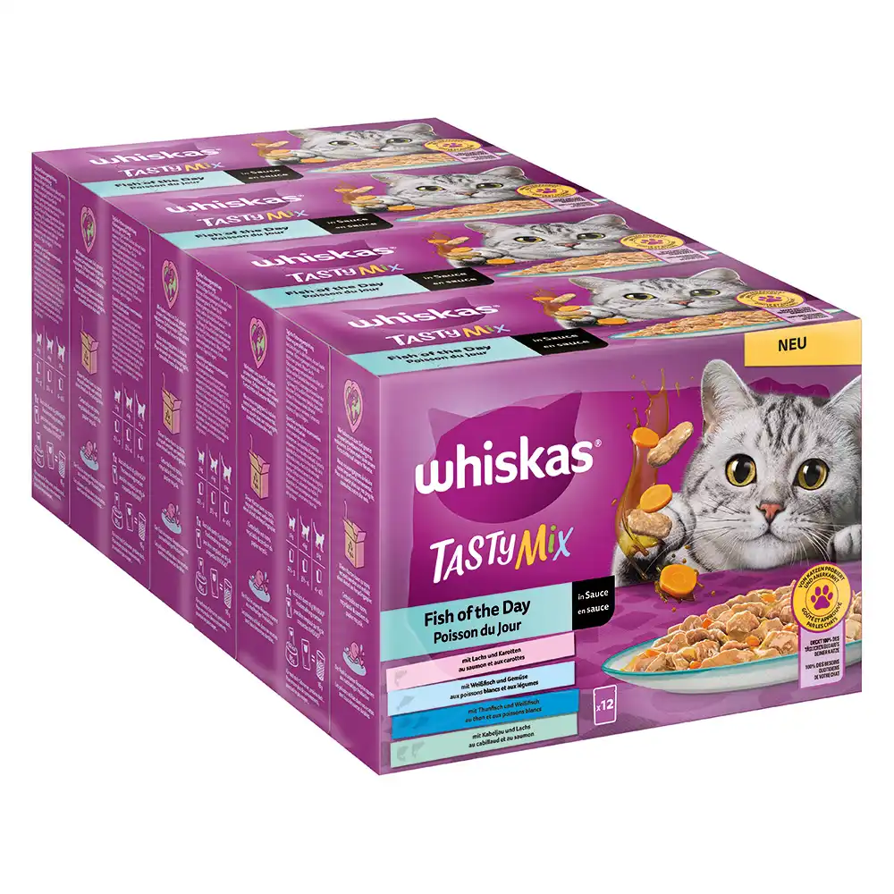 Whiskas Tasty Mix 48 x 85 g Pack Mixto en bolsitas - Pescado del día en salsa