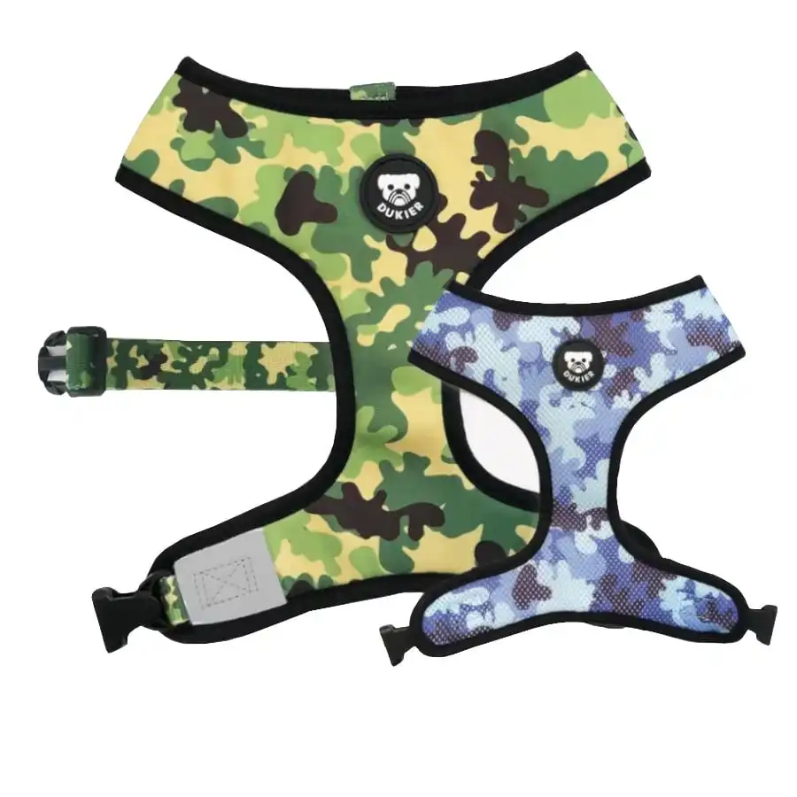 Dukier Camo Arnés Reversible Estampado Camuflaje para perros