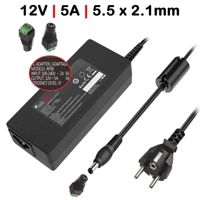 Cargador Para TFT Monitor 12V 5A 60W + Conector Apto Para Tira LED