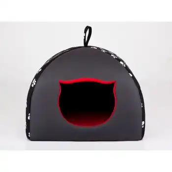 Caseta Para Gatos Con Almohada R3 49x49 Negro Huellas Igloo