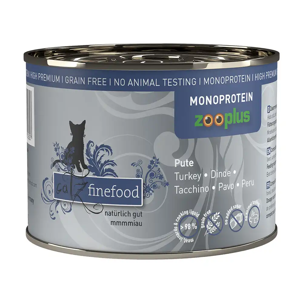 catz finefood Monoproteína zooplus 6 x 200 g - Pavo