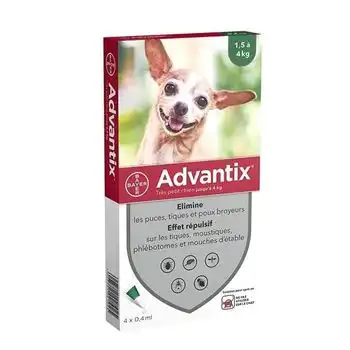 Pipetas Antiparasitarias Advantix 4: Para Perros Muy Pequeños De 1,5 A 4 Kg