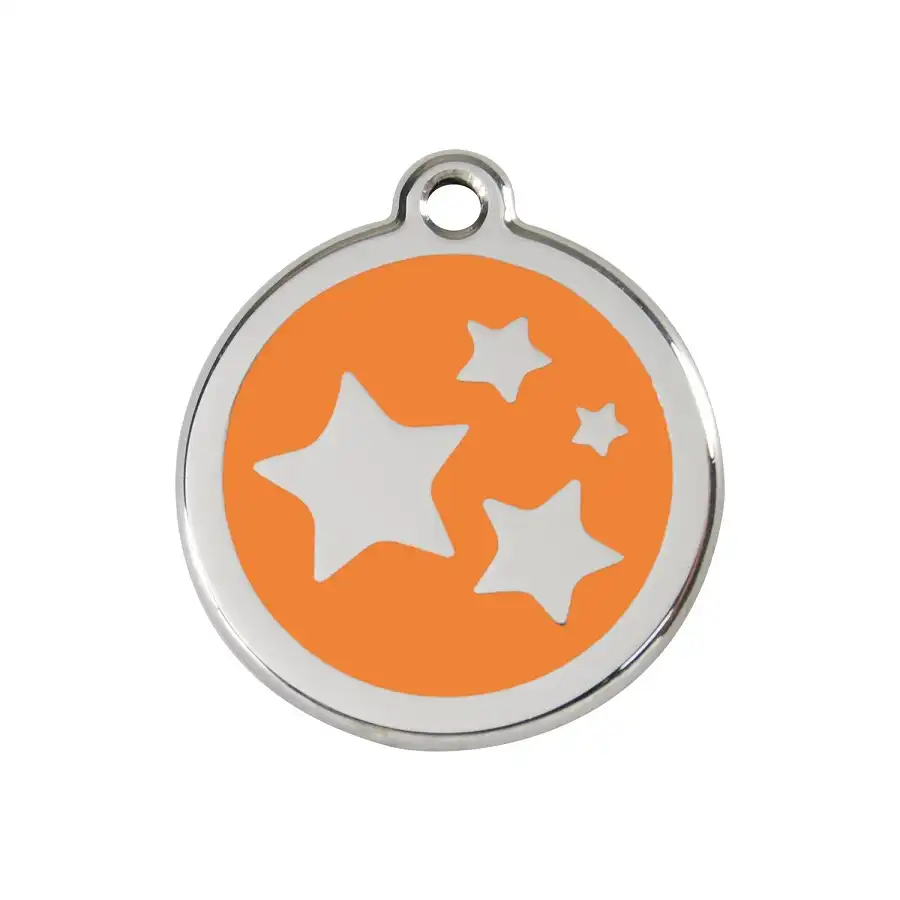 Placa identificativa Acero Inoxidable Esmalte Estrella Naranja para perros