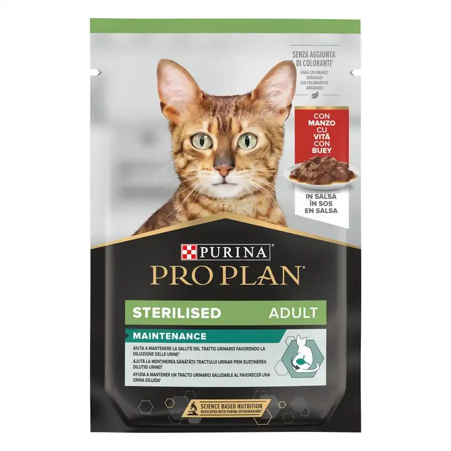 Purina Pro Plan Sterilised buey sobre para gatos