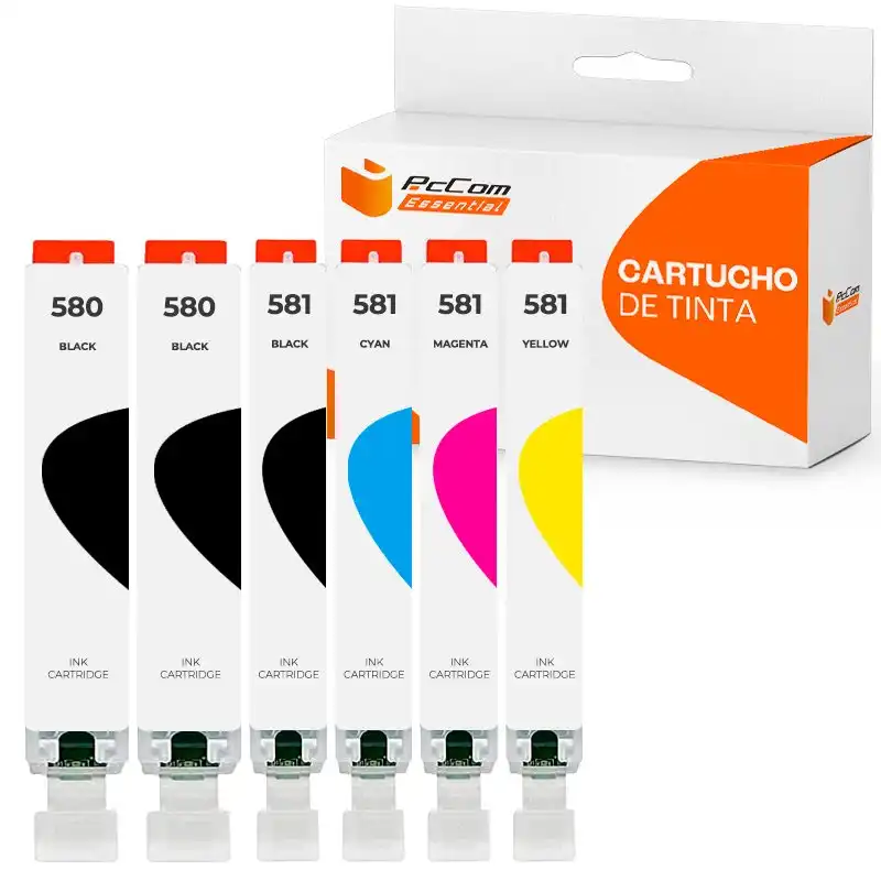 Pccom Essential Cartucho Tinta Compatible con Canon PGI580XXL/CLI581XXL Negro/Cian/Magenta/Amarillo Pack 6