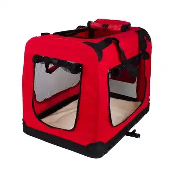 Transportín Para Perros Gatos Mascotas | Talla S| 52cm X 53cm X 9cm | Plegable | Rojo | Balú | Mobiclinic