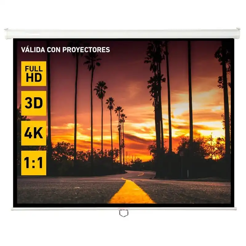 Klack Pantalla para Proyector Enrollable con Instalación para Pared o Techo 146x110cm 4:3/16:9/1:1
