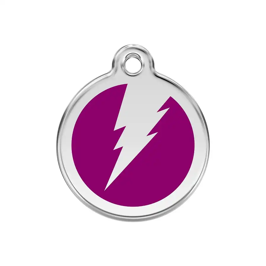 Placa identificativa Acero Inoxidable Esmalte Rayo Morado para perros