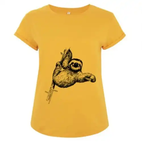 Camiseta manga corta algodón perezoso color Amarillo