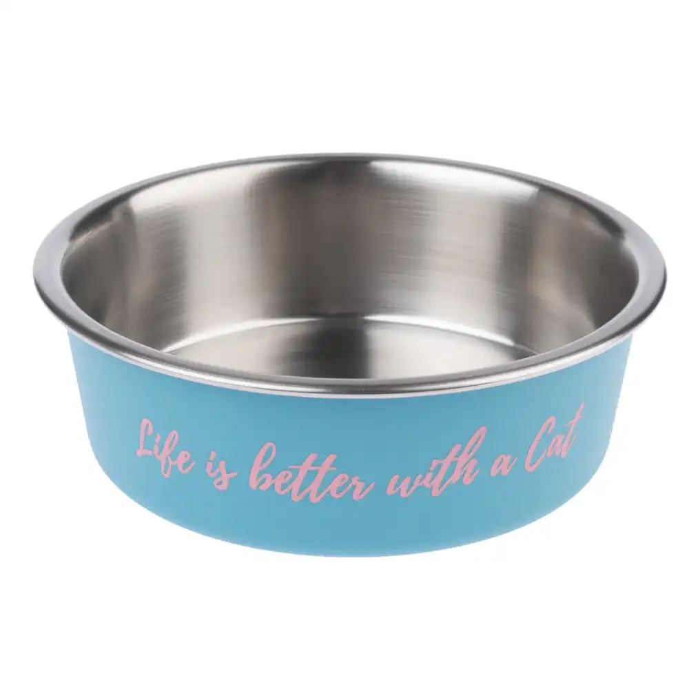 TIAKI "Better With A Cat" comedero de acero inoxidable  - 450 ml, Diám 14 cm