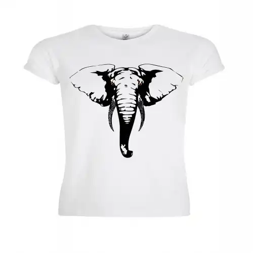 Camiseta manga corta hombre algodón con elefante color Blanco