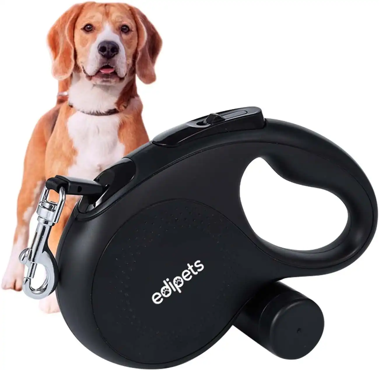 Edipets correa extensible con sistema de frenado negra para perros