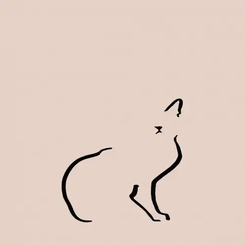 Ilustración de gato doméstico sin marco color Rosa