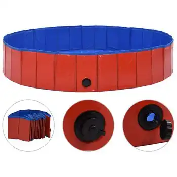 Piscina Para Perros Plegable Pvc Rojo 160x30 Cm Vidaxl