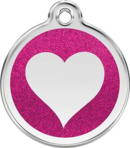 Placa identificativa Corazón Brillante Fucsia M